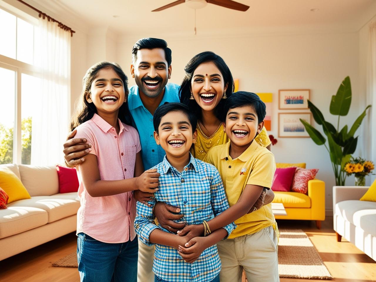 indian family in new house